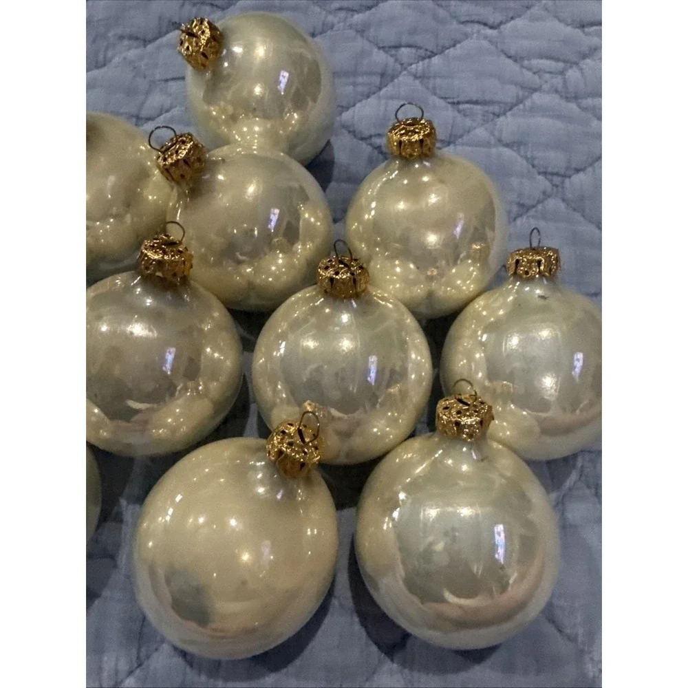 Vintage Set Of 11 Champagne Color Mercury Glass Ornaments 3in Germany